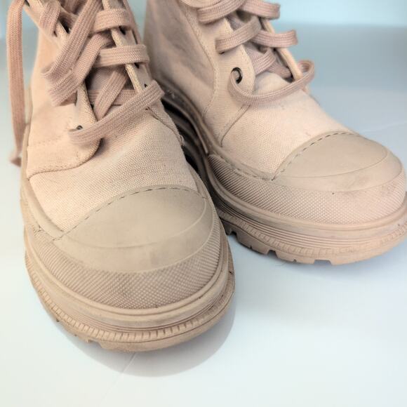 Free People Camp Out Canvas Combat Boot Tan‎ Lug Heel Chunky Streetwear 38 7.5-8 - Picture 8 of 13